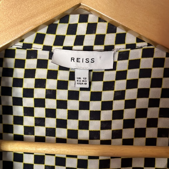 Reiss Cayley Print Check Blouse with Tie Neck - Picture 5 of 12